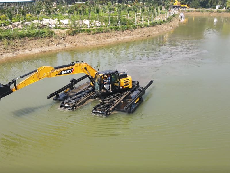 Excavatrice amphibie personnalisée pour applications de dragage en zones humides, marais et rivières