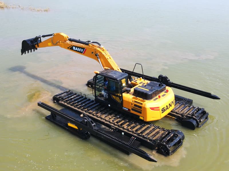 Excavatrice amphibie personnalisée pour applications de dragage en zones humides, marais et rivières