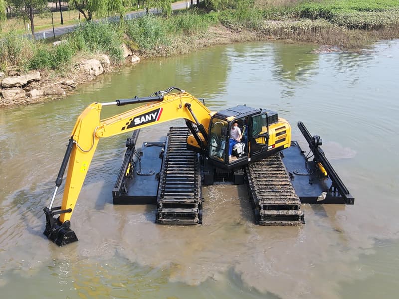 Excavatrice amphibie personnalisée pour applications de dragage en zones humides, marais et rivières