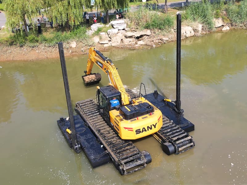Excavatrice amphibie personnalisée pour applications de dragage en zones humides, marais et rivières