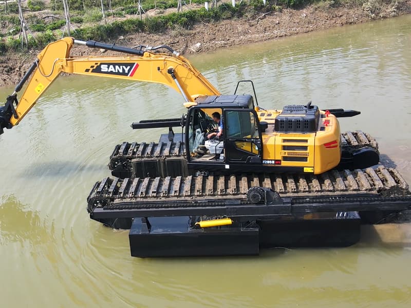 Excavatrice amphibie personnalisée pour applications de dragage en zones humides, marais et rivières