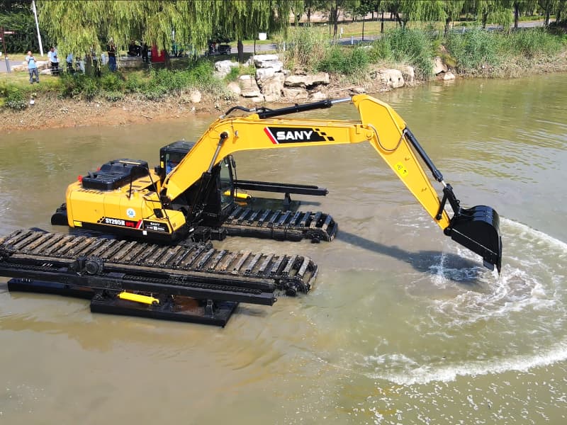 Excavatrice amphibie personnalisée pour applications de dragage en zones humides, marais et rivières